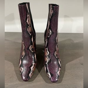 Donald J. Pliner Plum Snake-Print Pointed Ankle Booties